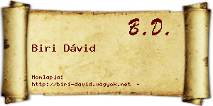 Biri Dávid névjegykártya